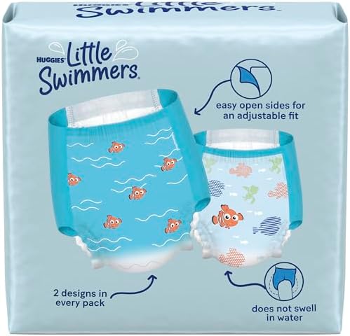 Huggies Little Swimmers Disposable Swim Diapers, Size 5-6 (32+ lbs), 34 Ct (2 packs of 17), Packaging May Vary