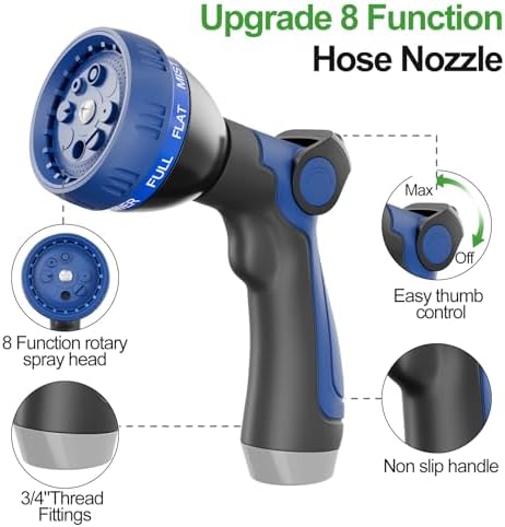 75ft 304 Stainless Steel Garden Hose Metal, Heavy Duty Water Pipe with Nozzles for Yard, Outdoor - Flexible, Never Kink & Tangle, Puncture Resistant (Sliver)