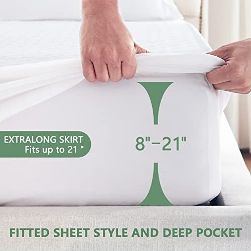 Premium 100% Waterproof Mattress Protector Queen Size, Breathable Bed Cover 3D Air Fabric Cooling Mattress Pad Cover Smooth Soft Noiseless Washable, 8''-21'' Deep Pocket (White)