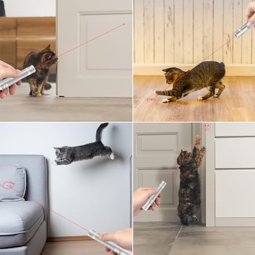 TBTeek Cat Toy, USB Rechargeable Interactive Kitten Toy, 7 Light Modes & Adjustable Patterns, Portable Pet Cat Mouse Toy for Fun Chase Play Exercise (2 Pack)