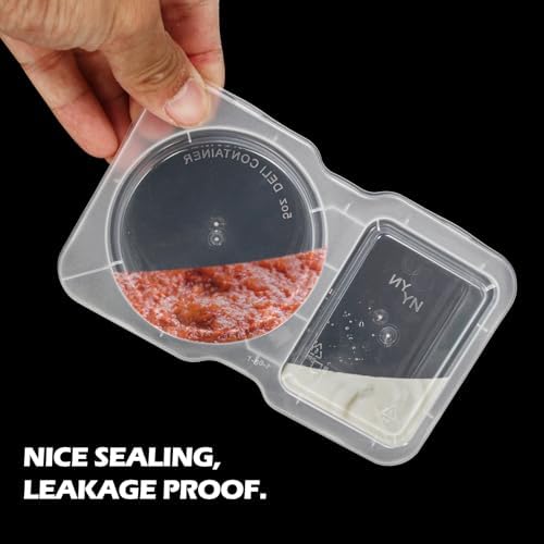 20 Set Reusable Snack Containers, 2-Compartment Dipping Containers with Lid for Refrigeration, Portion Control, Outdoor Takeaway Sauce Dip Case