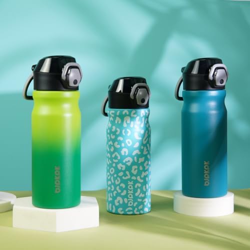 BJPKPK 18oz Insulated Water Bottle With Straw Stainless Steel Double Wall Water Bottles BPA Free Leak Proof Thermos With Lockable Flip Lid And Soft Silicone Spout,Laguna