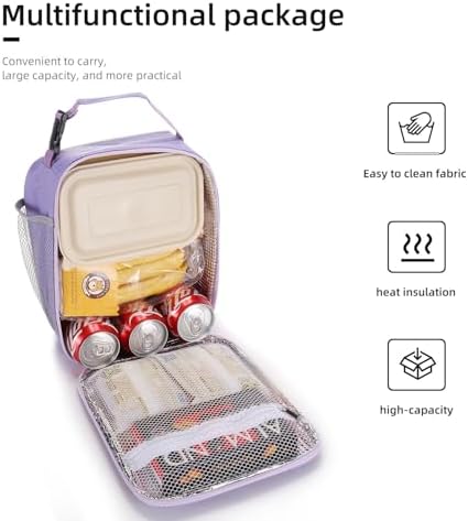 Lunch box Lunch bag for men women Insulated Lunchbox Lunch bags for Work Picnic Travel (Purple)