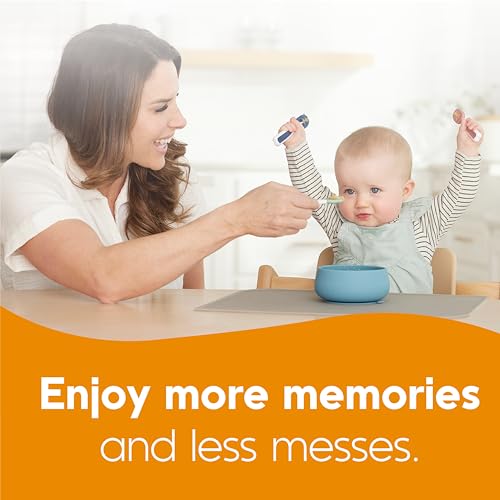 NumNum Baby Spoons Set, Baby Essentials Pre-Spoon GOOtensils for 6+ Months, First Stage Self-Feeding Spoons for Baby Led Weaning (BLW), Silicone Toddler Utensils, BPA-Free, 6 Pack Rainbow