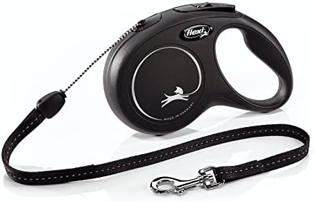 FLEXI New Classic Cord Retractable Dog Leash for Small Dogs up to 33 lbs. – 26 ft., Black | Tangle-Free Pet Walking Leash with One-Handed Brake, Pause, Lock|German Quality Product