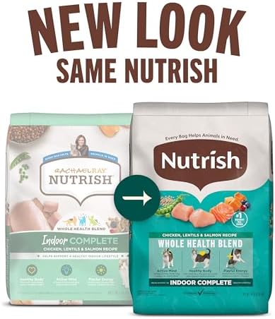Nutrish Indoor Complete Premium Natural Dry Cat Food, Chicken with Lentils & Salmon Recipe, 14 Pounds (Packaging May Vary)