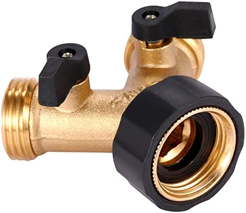 Garden Hose Splitter 2 Way Heavy Duty, Y Connector Brass Garden Hose Adapter, 2 Pack Hose Bib Splitter with 4 Extra Rubber Washers