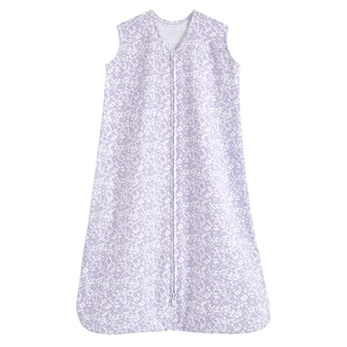 HALO SleepSack, 100% Cotton Wearable Blanket, Swaddle Transition Sleeping Bag, TOG 0.5, Aster Flowers-purple, Medium, 6-12 Months