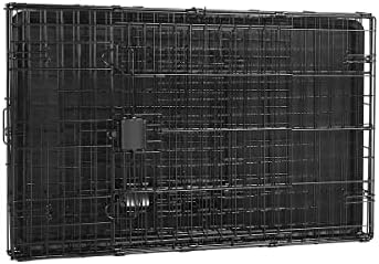 Amazon Basics Durable, Foldable Metal Wire Dog Crate with Tray, Double Door, 36 x 23 x 25 in, Black