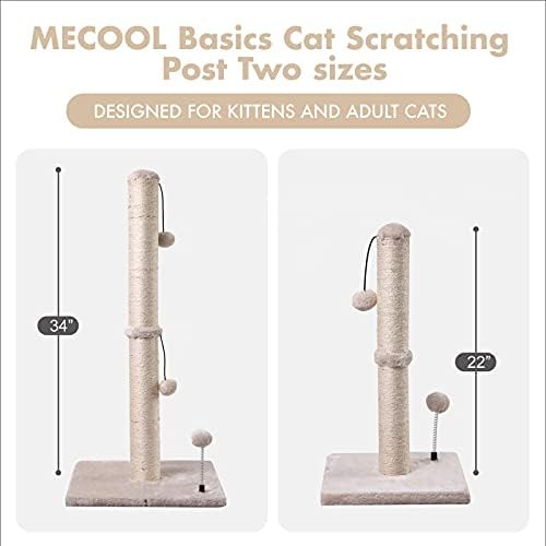 MECOOL Cat Scratching Post Premium Basics Kitten Scratcher Sisal Scratch Posts with Hanging Ball 22in for Kittens or Smaller Cats (22 inches for Kitten, Beige)