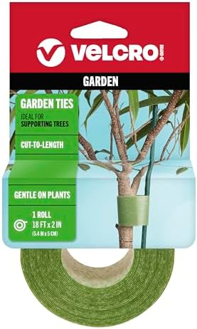 VELCRO Brand ONE-WRAP Ties | Tree and Plant Supports for Effective Growing | Strong Gardening Grips are Reusable and Adjustable | Cut-to-Length, 18 ft x 2 in, Green-Recycled Plastic