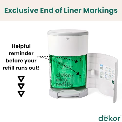 Diaper Dekor Plus Diaper Pail Refills | 4 Count Unscented | Exclusive End-of-Liner Marking | Thick, Quick & Easy to Replace | Most Economical Refill System | for Original and Eko Style Pails