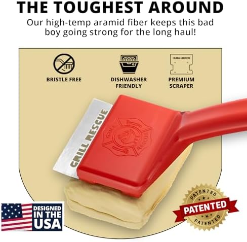 Grill Rescue BBQ Replaceable Cleaning Head, Bristle Free - Durable and Unique Grill Tools for Cast Iron or Stainless-Steel Grates, Barbecue Cleaner