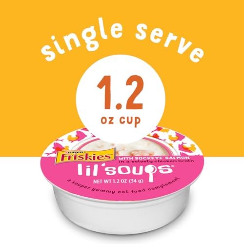 Purina Friskies Grain Free Wet Cat Food Lickable Cat Treats Variety Pack, Lil' Soups With Salmon, Tuna or Shrimp - (Pack of 30) 1.2 oz. Cups
