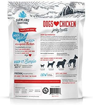 Farmland Traditions Dogs Love Chicken Jerky Dog Treats, Premium Two-Ingredient Dog Jerky with USA-Raised Chicken, 3-Pound Bag