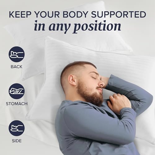 Beckham Hotel Collection Bed Pillows Standard/Queen Size Set of 2 - Original Down Alternative Pillow for Sleeping - Bedding for Back, Stomach or Side Sleepers