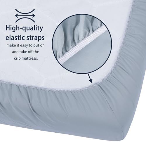 Baby Crib Sheets for Boys Girls, 2 Pack Fitted Crib Sheet for Standard Crib and Toddler Mattress, Soft Microfiber Baby Sheet 52x28x8in (Navy & Gray)
