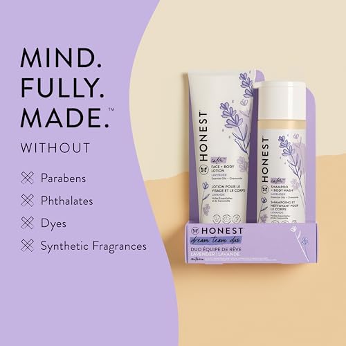 The Honest Company 2-in-1 Cleansing Shampoo + Body Wash and Face + Body Lotion Bundle | Gentle for Baby | Naturally Derived | Lavender Calm, 18.5 fl oz