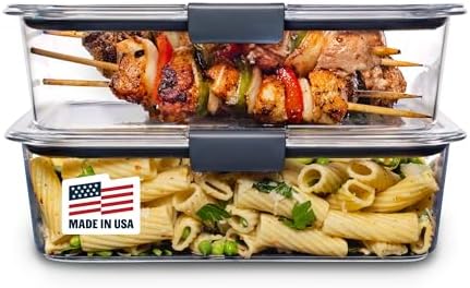 Rubbermaid Brilliance BPA-Free Food Storage Containers with Lids, Airtight Clear Set of 2 (9.6 Cup), Ideal for Lunch, Meal Prep, and Leftovers