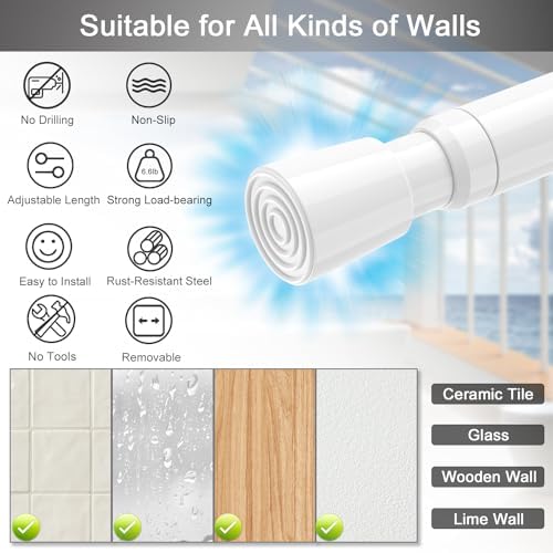 AIZESI Spring Tension Rods Adjustable 26 to 39 inch Tension Curtain Rod Small Tension Rod No Drilling Expandable Spring Loaded Curtain Tension Rod,Suitable for Doors and Windows 28 to 36 inch