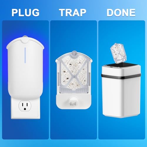 2 Flying Insect Traps & 2 Cartridges - Compatible with ZEVOM364A Refill - Plug in Fruit Fly Trap for Indoor - Bug Catcher for Gnats, House & Fruit Flies - Use in Any Room (2 Device & 2 Cartridges)
