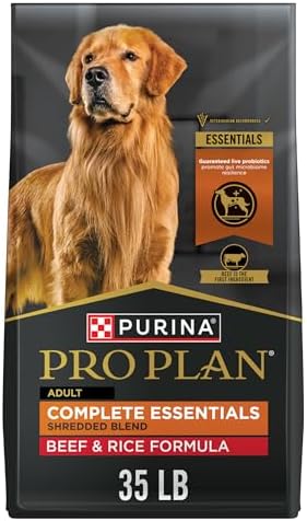 Purina Pro Plan Complete Essentials Shredded Blend Beef and Rice Dog Food Dry Formula with Probiotics for Dogs - 35 lb. Bag