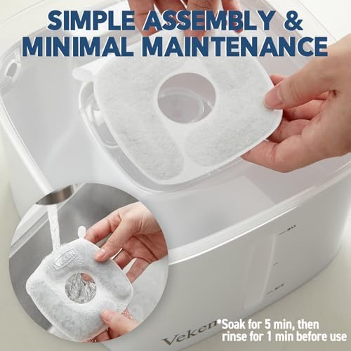 Veken Cat Water Fountain Filters, 8 Pack Replacement Filters & 8 Pack Replacement Pre-Filter Sponges Set for 50oz, 84oz, 95oz Automatic Pet Fountain Dog Water Dispenser