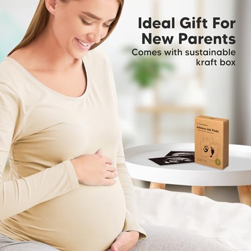 4-Pack Inkless Baby Hand and Footprint Kit - Mess Free Ink Pad for Newborn Keepsake, Dog Nose & Paw Print Kit, Clean Touch Ink Pad for Baby Hand & Footprints, Ideal New Mom Gifts (Jet Black)