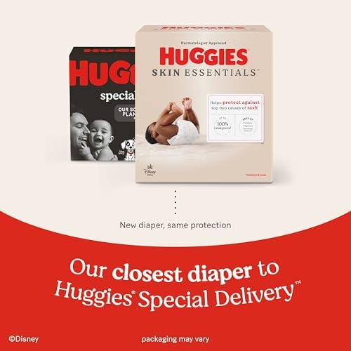 Huggies Size 1 Diapers, Skin Essentials Baby Diapers, Size 1 (8-14 lbs), 84 Count, Packaging May Vary