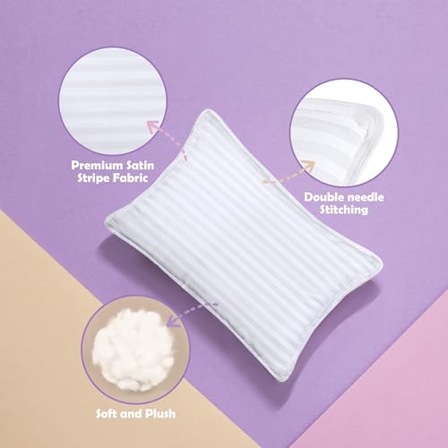 Utopia Bedding Toddler Pillow (White, 2 Pack), 13x18 Pillows for Sleeping, Soft and Breathable Cotton Blend Shell, Small Kids Pillow Perfect for Toddler Bed and Travel (Intended for Age 2 and up)