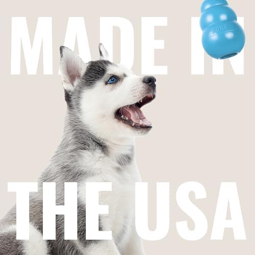 KONG Puppy - Natural Teething Rubber Chew Toy for Dogs - Stuffable Dog Toy for Extended Playtime - Chew & Fetch Toy for Puppies - for Medium Puppies - Blue