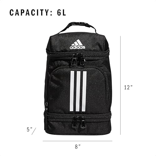 adidas Excel Insulated Lunch Bag, Cooler with Zipper, Pocket for Ice Pack, and Clip, Temperature Control Insulation