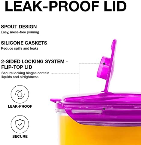 LocknLock Aqua Fridge Door Water Jug with Handle BPA Free Plastic Pitcher with Flip Top Lid Perfect for Making Teas and Juices, 2 Quarts, Purple