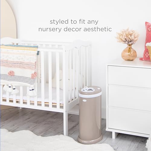 Ubbi Stainless Steel Diaper Pail, Odor Locking, No Special Bag Required, Award-Winning, Registry Must-Have, Taupe