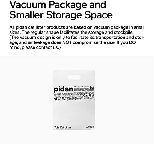 pidan Tofu Cat Litter Clumping,Flushable,Ultra Absorbent and Fast Drying, 100% Natural Ingredients Litter,Solubility in Water,Really Dust-Free,Less Scattering (5.3lb×2bags)