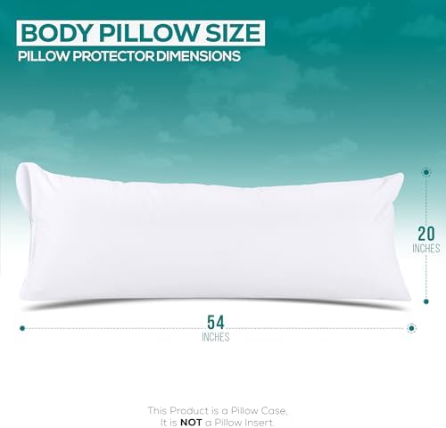 Utopia Bedding Waterproof Pillow Protectors Zippered Body Size (2 Pack, White), Zippered Pillowcases, Bed Bug Proof Pillow Encasement Covers 20 x 54 Inches