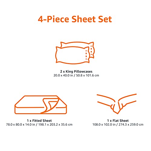 Amazon Basics Lightweight Super Soft Easy Care Wrinkle Free Breathable Microfiber 4 Piece Bed Sheet Set with 14-Inch Deep Pockets, King, Taupe, Solid