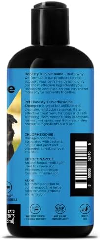 Chlorhexidine Cat & Dog Seasonal Itch Relief Shampoo, for Allergies, Itching, Skin and Coat Supplement, Helps Shedding, Hot Spots, Deodorizing Dog Shampoo & Grooming Supplies,16oz