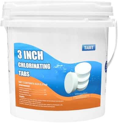 Chlorine Tablets 3 inch 5 Pounds, TABIT Swimming Pool Long Lasting Chlorinating Tablets, Slow Dissolving, Tri-Chlor for Swim Pool, Hot Tubs, Spa