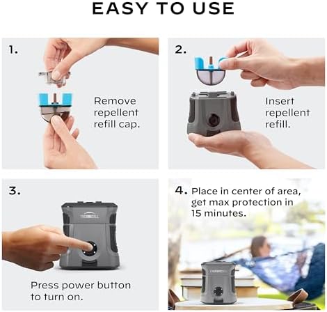 Thermacell Mosquito Repellent Rechargeable Adventure EX-Series EX90; Patio Shield with 9-Hour Battery, Includes 12-Hour Refill, Rubber Armor & Carabiner; Scent Free Bug Spray Alternative