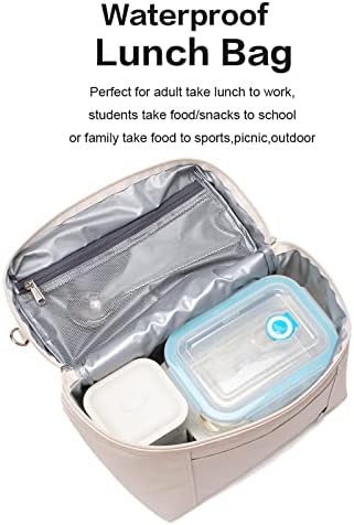 NOL Natural Organic Lifestyle Insulated Lunch Bags for Women Cooler Bag Lightweight Nylon Waterproof Lunch Box For Work(Medium, Cream
