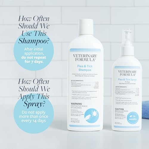 Veterinary Formula Flea and Tick Bundle – Prevention Spray for Dogs, 8 oz + 16 oz Shampoo for Dog Flea & Tick Control