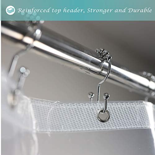 Mrs Awesome Shower Curtain Liner with 6 Magnets Clear Thick PEVA, Premium Waterproof Plastic Shower Curtain Standard Size 72 x 72 inch, Clear