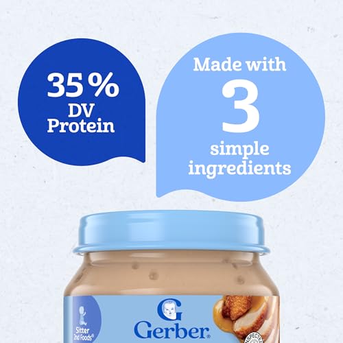 Gerber Stage 2, Chicken and Gravy Jar, Baby Food, Mealtime Poultry Puree, 10-Pack