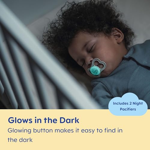 MAM Air Night & Day Baby Pacifier, for Sensitive Skin, Glows in The Dark, 6-16 Months, Baby Boy, 4 Count
