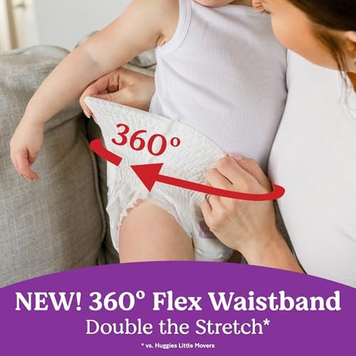 Huggies Size 5 Baby Diapers, Little Movers HuggFit 360° Baby Diapers with 360° Waistband, Size 5 (27+ lbs), 128 Count (2 Packs of 64), Packaging May Vary