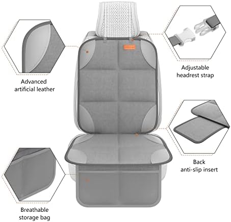 2 Pack Car Seat Protector - 600D Fabric Waterproof Carseat Protector with Thickly Padded to Protect Your Car Seats from Child Seats and Pets (Light Grey)