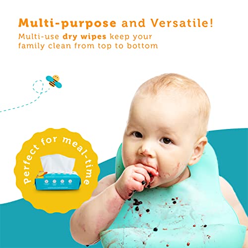 100% Pure Cotton Dry Wipes | 600 Count | Use Wet or Dry | Soft & Sensitive | Hypoallergenic | Extra Strong & Absorbent | Perfect for Diaper Changes, Runny Noses, Drool, Meal Time & Nursing