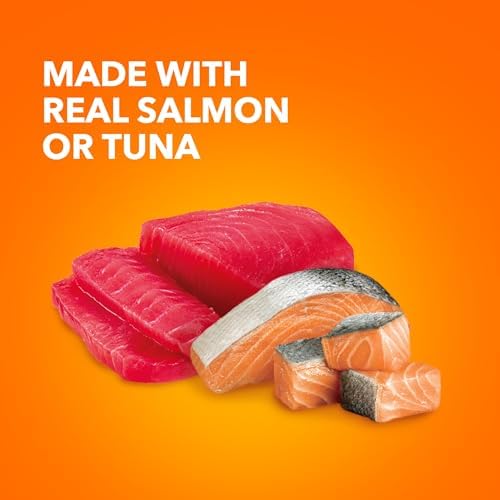 IAMS Perfect Portions Indoor Adult Wet Cat Food Cuts in Gravy Variety Pack, Salmon and Tuna Recipes, 2.6 oz. Easy Peel Twin-Pack Trays (12 Count, 24 Servings)