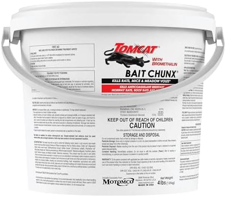Tomcat with Bromethalin Bait Chunx Pail, Rat and Mice Control for Agricultural Use and Professional Applicators, 4 lbs.
